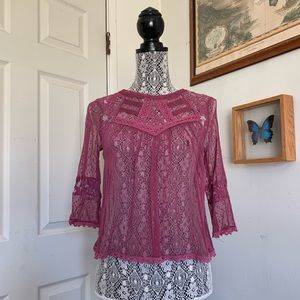 Free people sheer boho lace top